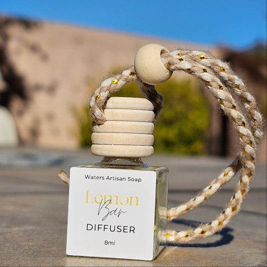 Luxury Car Diffuser Glass Bottle Design Wooden Cap Accent Premium Lemon Bar Fragrance Elegant Vehicle Accessory Interior Upgrade Commuter Essential Daily Drive Enhancer Sophisticated Aroma Experience Long Lasting Scent Natural Citrus Notes