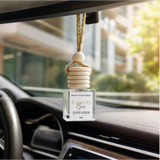 Car Diffuser Lemon Bar – Luxury Glass Lemon Fragrance with Wooden Cap