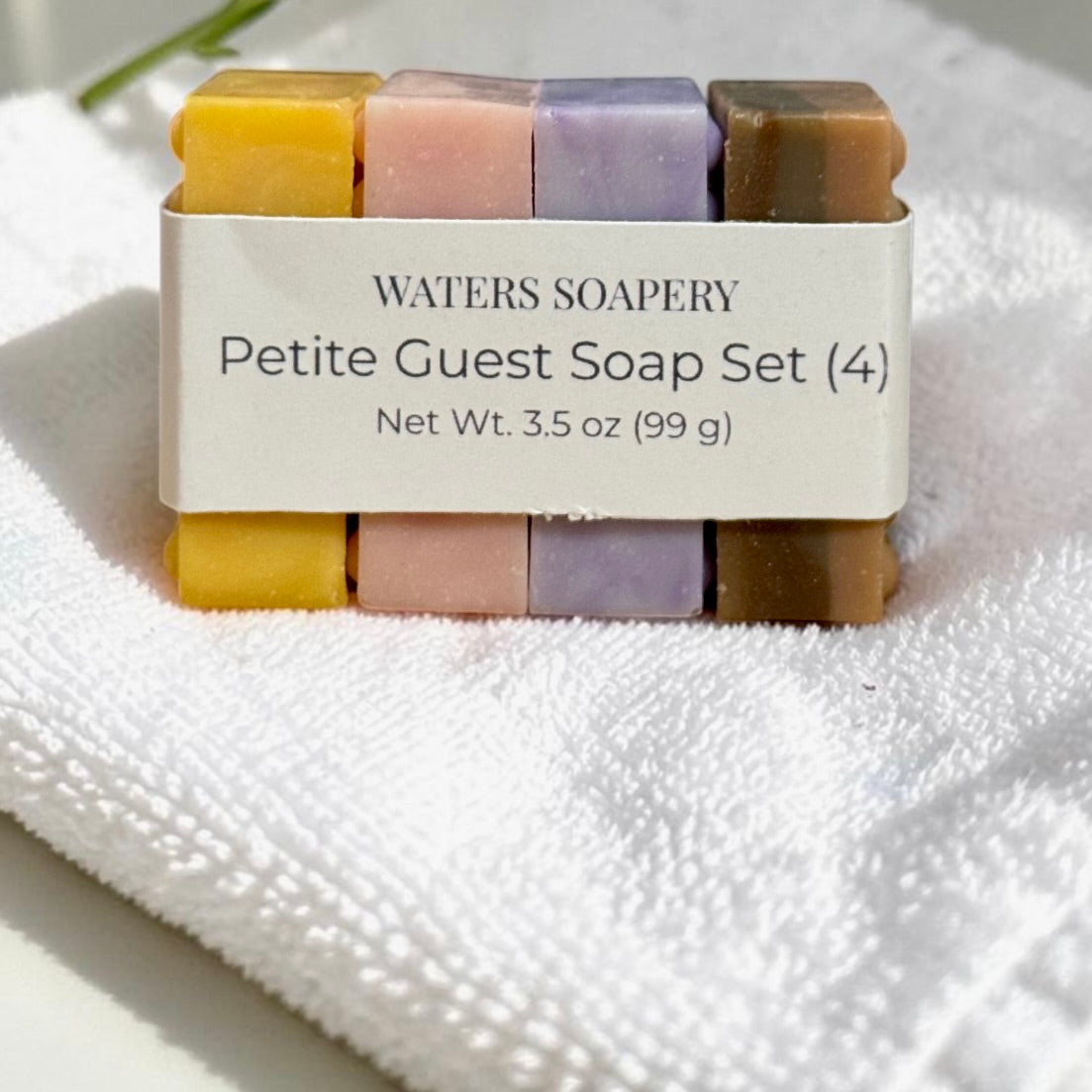 Handmade Vegan Soap Set Mini Bars Natural Ingredients Four Scent Variety Lavender Citrus Coconut Vanilla Essential Oil Blend Guest Bathroom Essentials Travel Size Toiletries Individually Wrapped Soap Bars Perfect Portable Collection Artisan