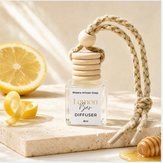 Car Diffuser Lemon Bar – Luxury Glass Lemon Fragrance with Wooden Cap