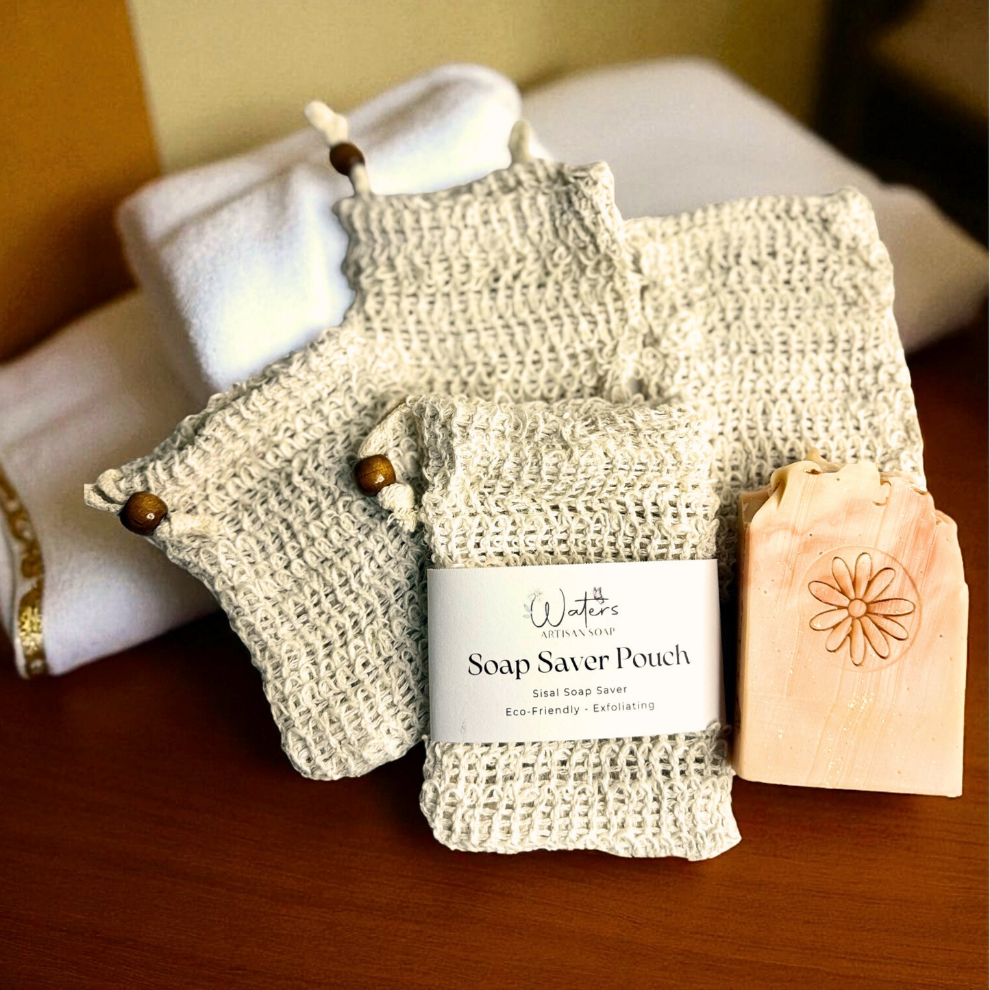 SISAL SOAP SAVER Natural Soap Saver Bag Eco Bathroom Accessory Zero Waste Shower Essential Exfoliating Sisal Pouch