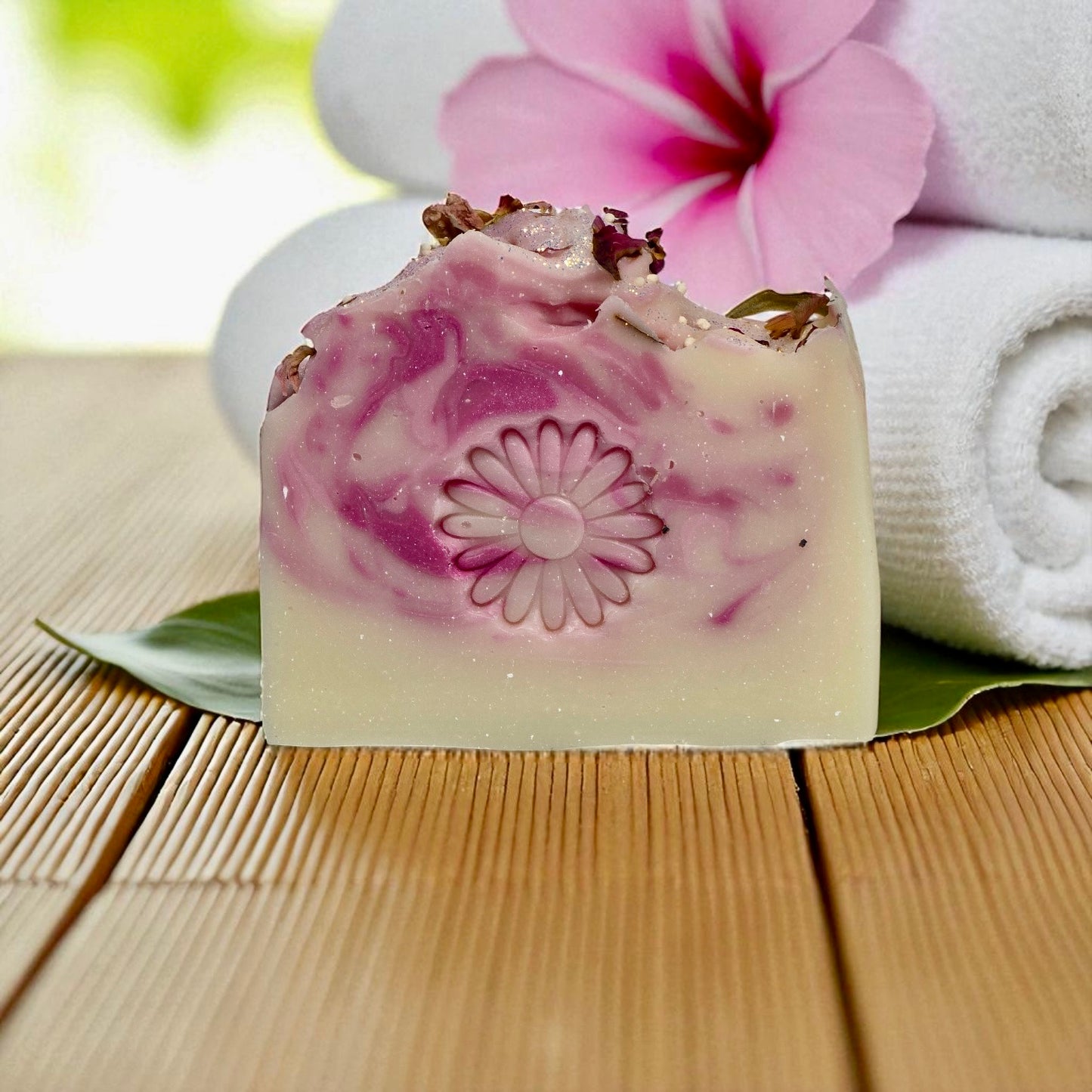 ARTISAN SOAP  Petals & Pear Handmade Vegan Soap Bar Moisturizing Skin Care Rose Petal Bath Luxury Spa Product